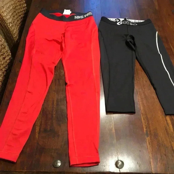 Nike & Ethika Pants - Nike Red Pro Training Tight Fit Leggings  Womans Small Swoosh & Ethika’s capri